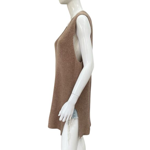 Skull Cashmere Ribbed V-Neck Sleeveless Knit Sweater Size L - Picture 7 of 8
